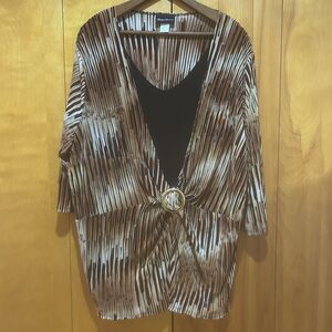 Maggie Barnes Tunic Top Size 3X Metal Buckle Accent Evening Event Vintage Y2K